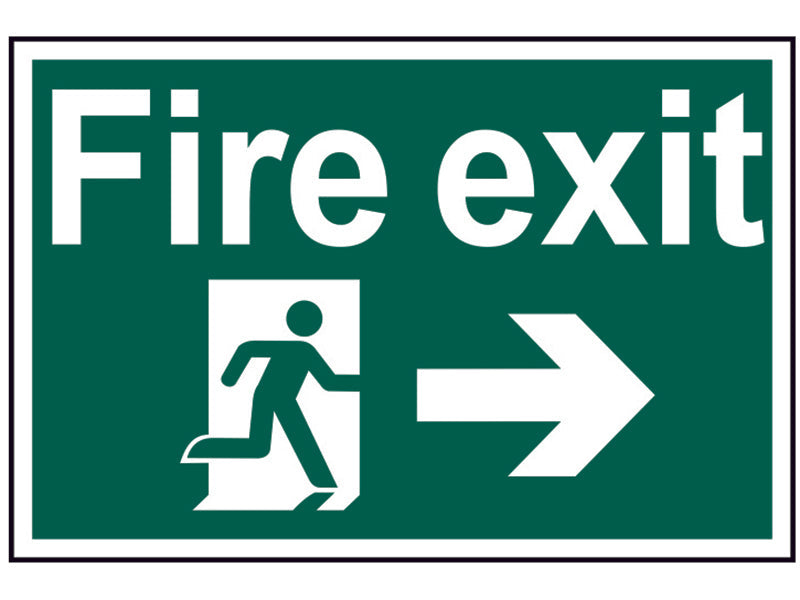 Scan Fire Exit Running Man Arrow Right - PVC Sign 300 x 200mm