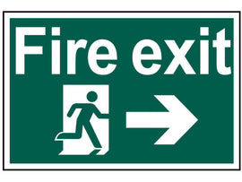 Scan Fire Exit Running Man Arrow Right - PVC Sign 300 x 200mm