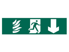 Scan Running Man Arrow Down - PVC Sign 200 x 50mm