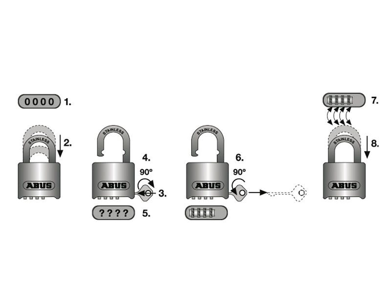 ABUS 190/60 60mm Heavy-Duty Combination Padlock Closed Shackle (4-Digit) Carded