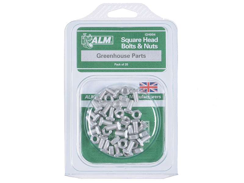 ALM Manufacturing GH004 Square Glaze Bolts & Nuts Pack of 20