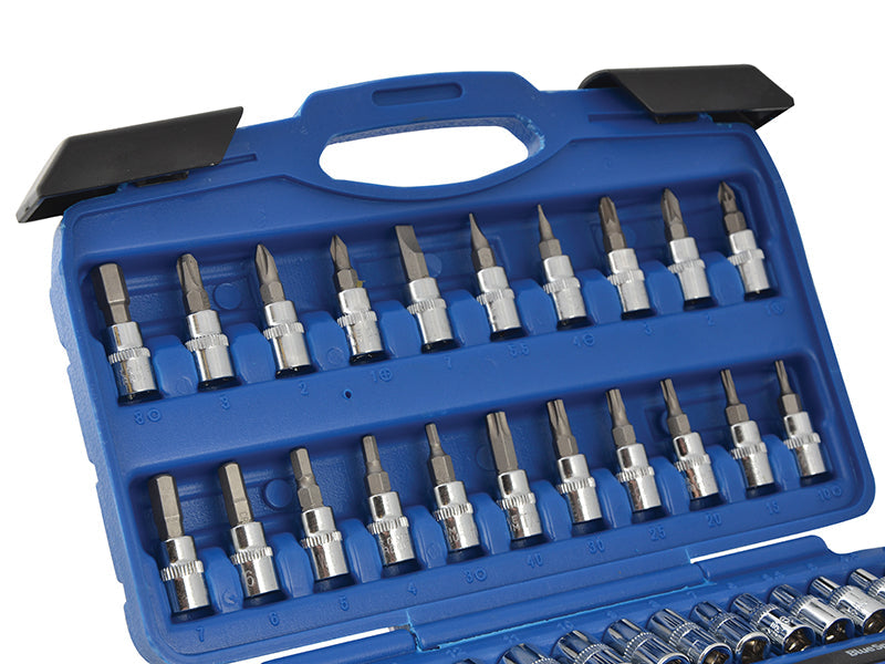 BlueSpot Tools 1/4in Square Drive Socket & Bit Set, 46 Piece