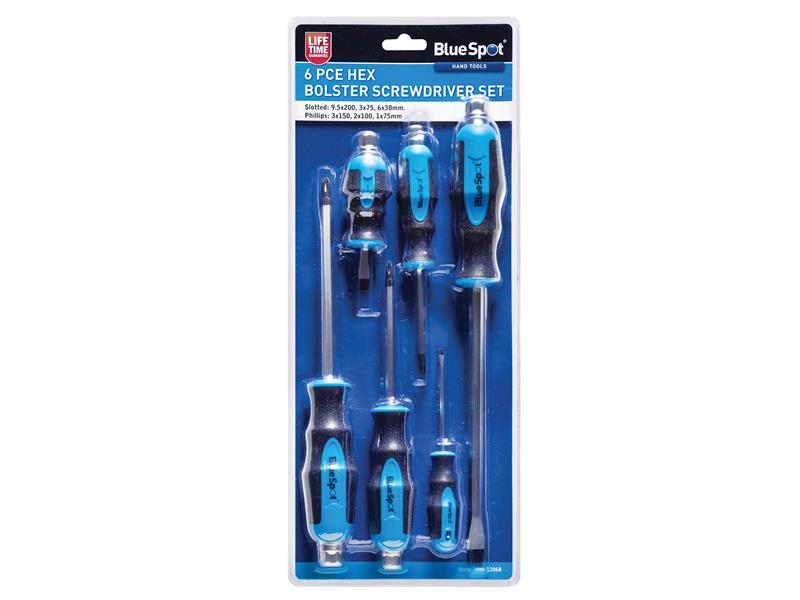 BlueSpot Tools Hex Bolster Screwdriver Set, 6 Piece