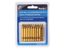 Load image into Gallery viewer, BlueSpot Tools Titanium Coated Screwdriver Bits PZ2 x 50mm (Pack 10)