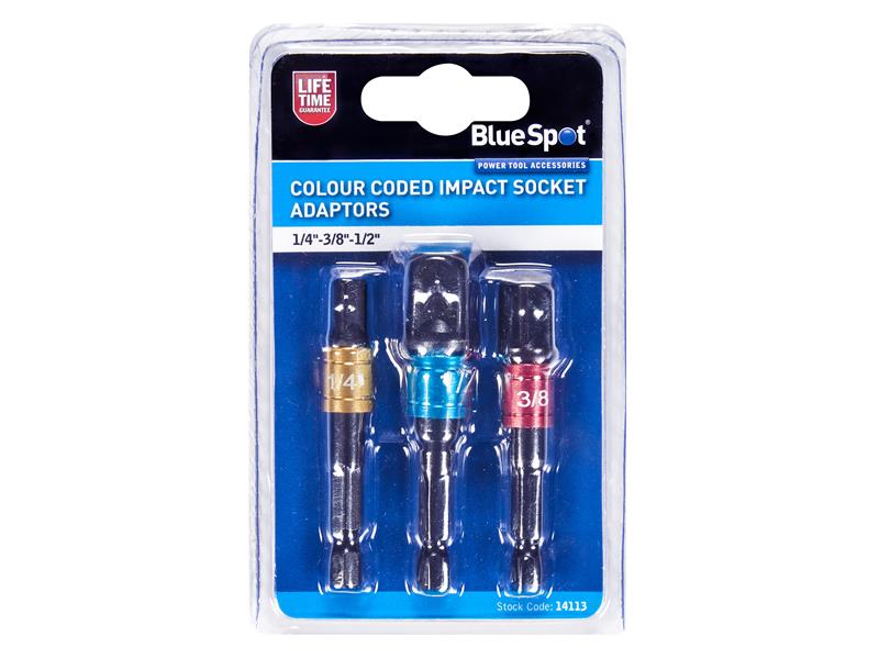 BlueSpot Tools Colour-Coded Impact Socket Adaptor Set, 3 Piece