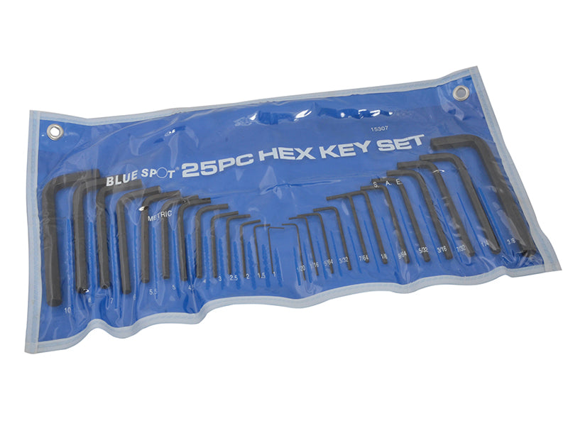 BlueSpot Tools Metric & Imperial Hexagon Key Pouch Set, 25 Piece