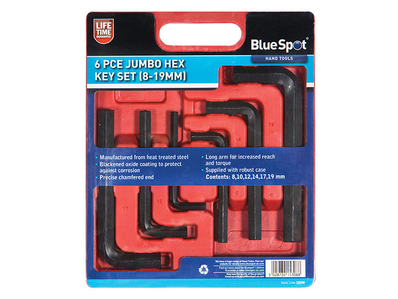 BlueSpot Tools Jumbo Hex Key Set, 6 Piece