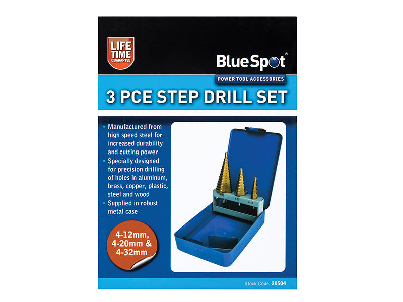 BlueSpot Tools Step Drill Set 4-32mm 3 Piece