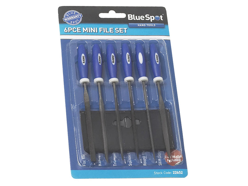 BlueSpot Tools Mini File Set with Pouch 6 Piece