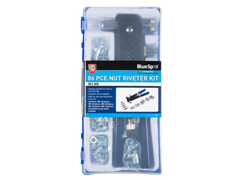 BlueSpot Tools Nut Riveter Kit (M3-M8) 86 Piece