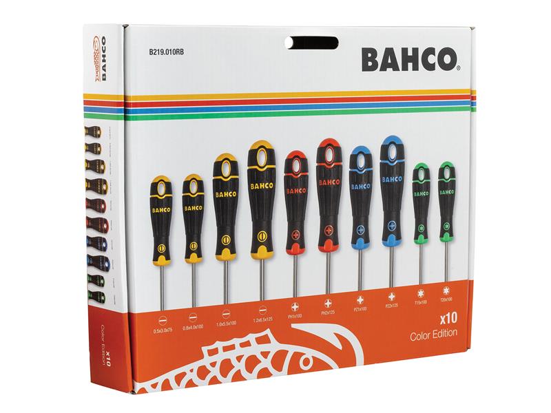 Bahco BAHCOFIT Coloured Handle Screwdriver Set, 10 Piece