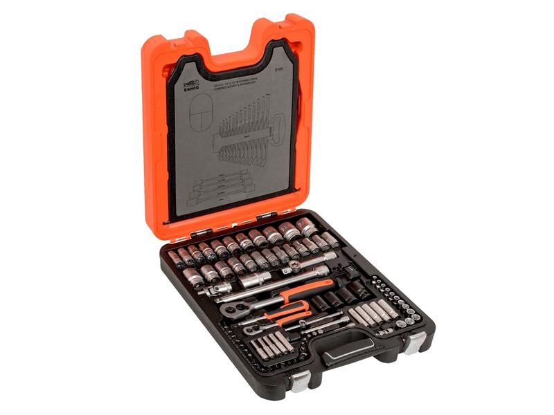 Bahco S106 1/4in &1/2in DriveSocket & Spanner Set, 106 Piece