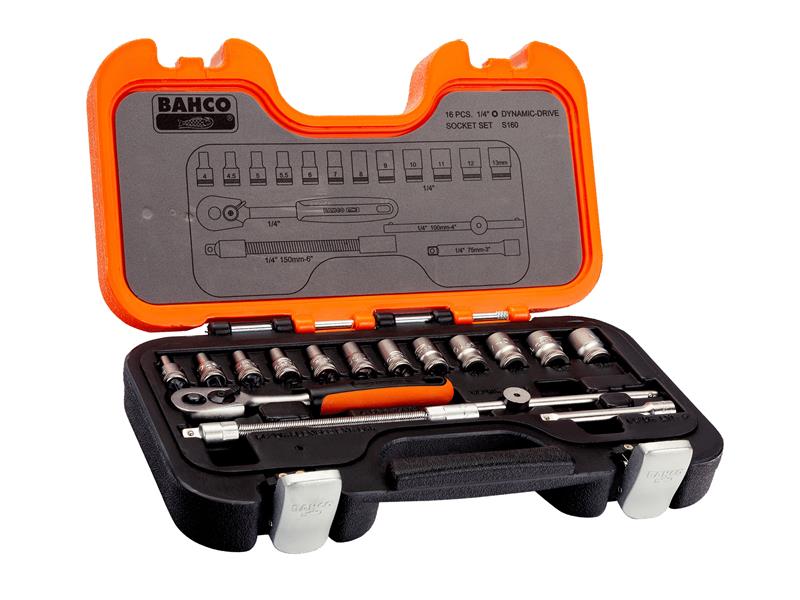 Bahco S160 1/4in Drive Socket Set, 16 Piece