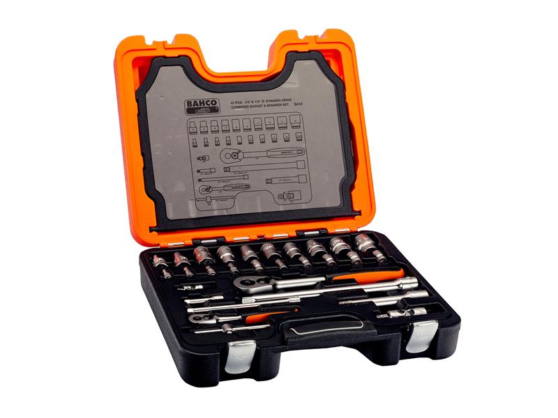 Bahco S410 1/4in & 1/2in Drive Socket & Spanner Set, 41 Piece