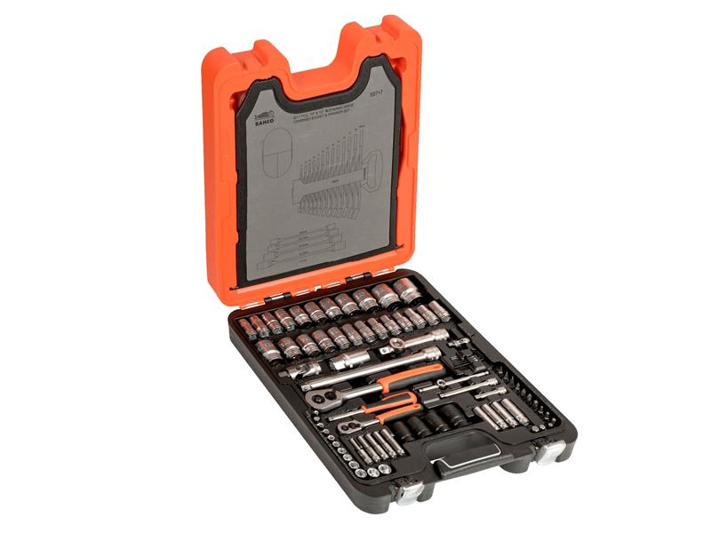 Bahco S87+7 1/4 & 1/2in Drive Socket & Spanner Set, 94 Piece