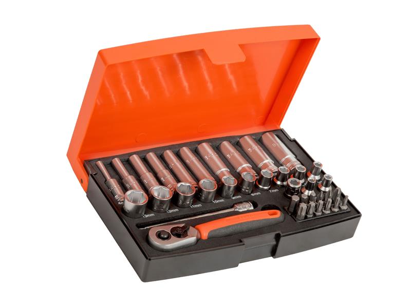 Bahco SL25L 1/4in Deep Drive Socket Set, 37 Piece