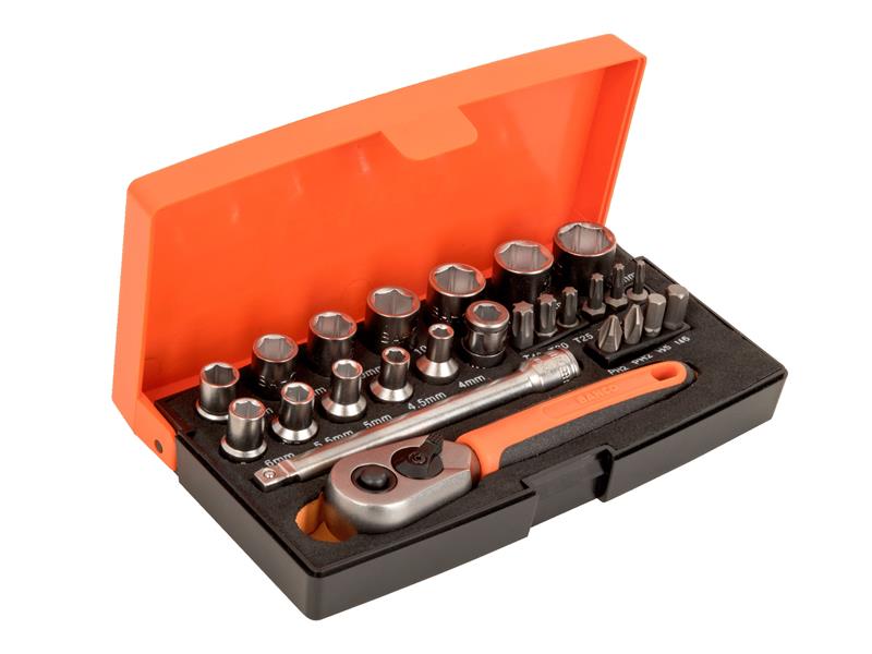 Bahco SL25 1/4in Drive Socket Set, 25 Piece