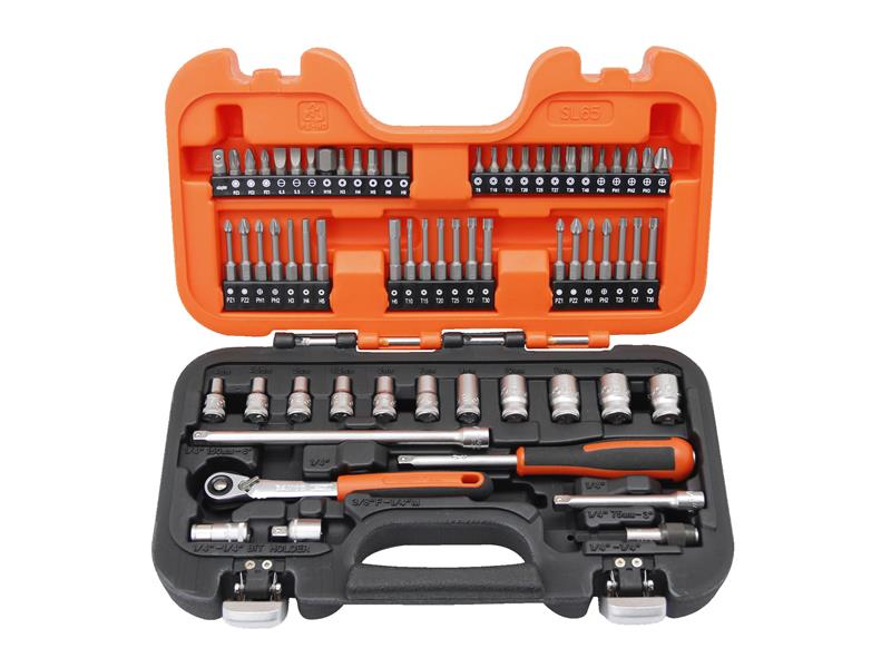 Bahco SL65 1/4in Drive Slim Socket Set, 65 Piece