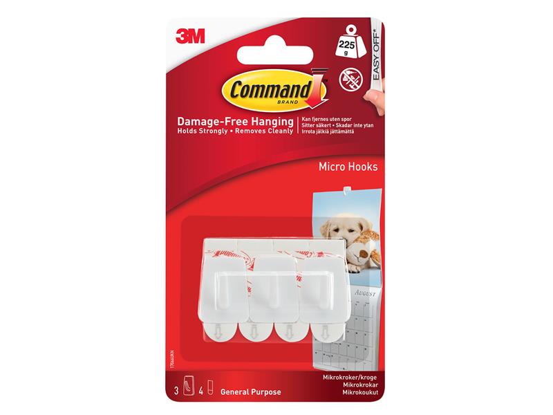 Command™ White Micro Hooks (Pack 3)