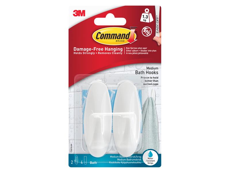 Command™ Medium Bathroom Hooks (Pack 2)