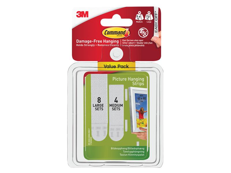 Command™ Picture Hanging Strips Set, Medium & Large (Pack 12)