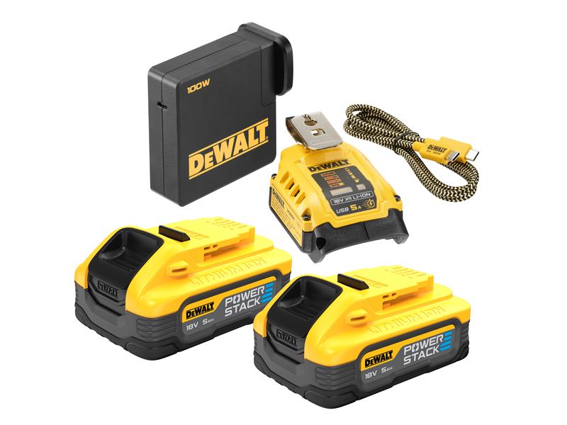 DEWALT USB-C POWERSTACK™ Starter Kit 18V 2 x 5.0Ah Li-ion