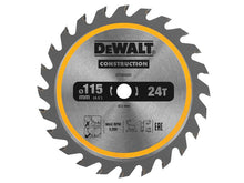 Load image into Gallery viewer, DEWALT DT20420 TCT Construction Circular Saw Blade 115 x 9.5mm x 24T