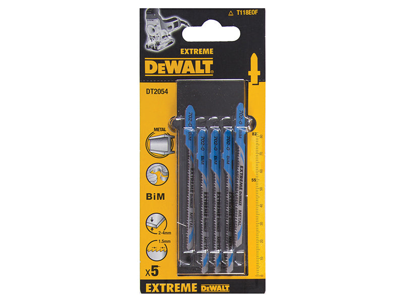 DEWALT HSS Metal Cutting Jigsaw Blades Pack of 5 T118EOF