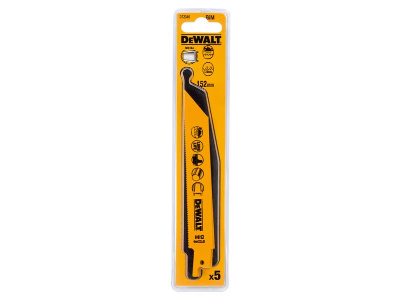 DEWALT Bi-Metal Reciprocating Blade for Metal Cordless 152mm x 18 TPI (Pack 5)