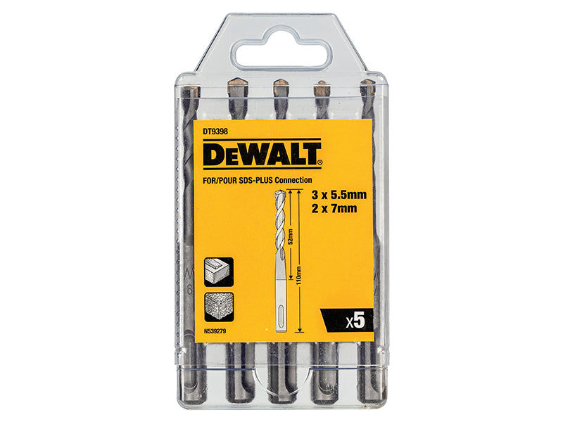 DEWALT DT9398 SDS Plus Drill Bit Set, 5 Piece