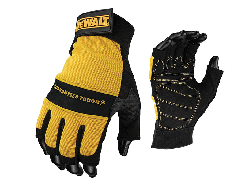 DEWALT Fingerless Synthetic Padded Leather Palm Gloves - Large