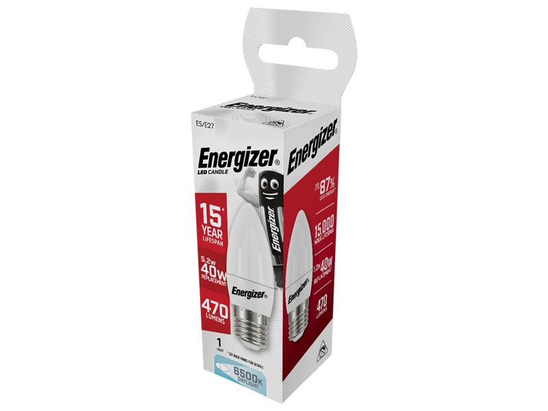 Energizer® LED ES (E27) Opal Candle Non-Dimmable Bulb, Daylight 470 lm 5.2W