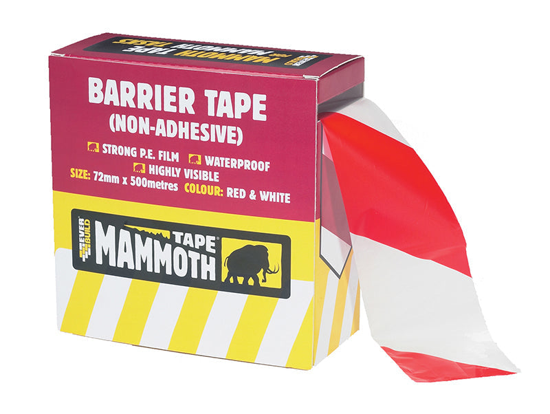 Everbuild Barrier Tape Red / White 72mm x 500m