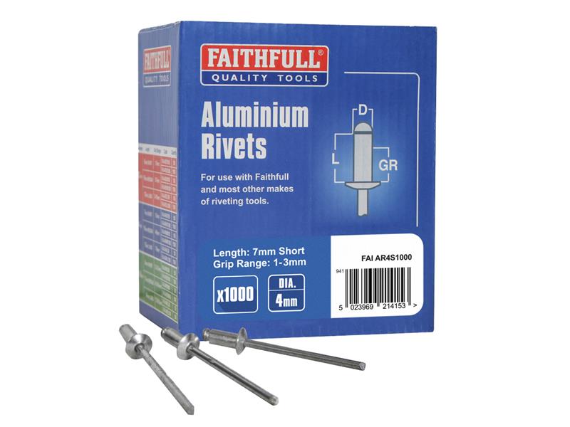 Faithfull Aluminium Rivets, Bulk Pack