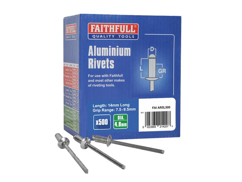 Faithfull Aluminium Rivets, Bulk Pack