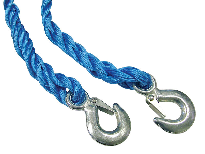 Faithfull Tow Rope 4m Metal Hooks 2 Tonne