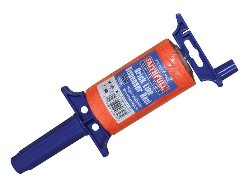 Faithfull Brick Line Dispenser Reel with Hi-Vis Line 100m (330ft)