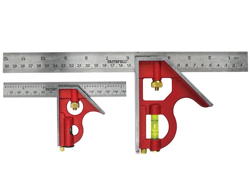 Faithfull Combination Square Twin Pack 150mm (6in) & 300mm (12in)