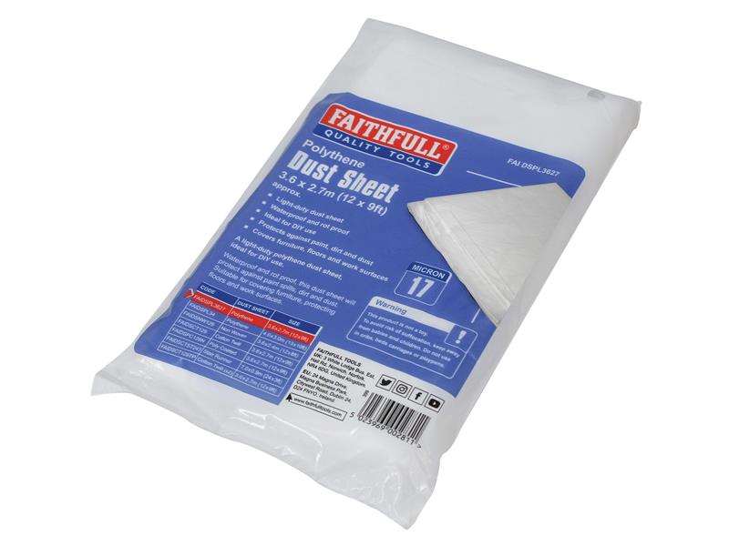 Faithfull Light-Duty Polythene Dust Sheet 3.6 x 2.7m