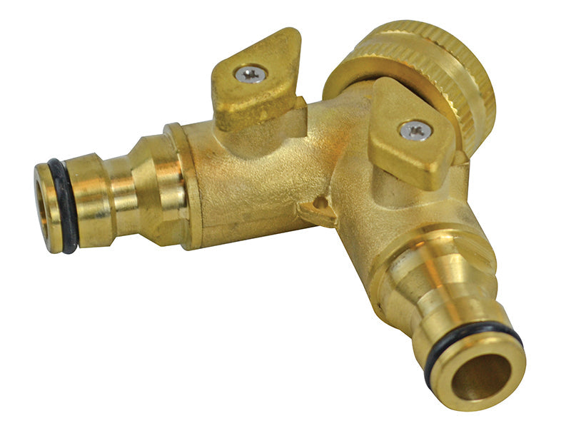 Faithfull 2 Way Shut Off Valve 19mm (3/4in) to 2 x 12.5mm (1/2in)