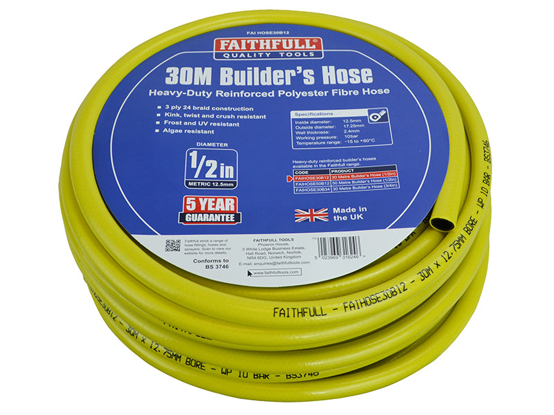 Faithfull Heavy-Duty Reinforced Builder's Hose