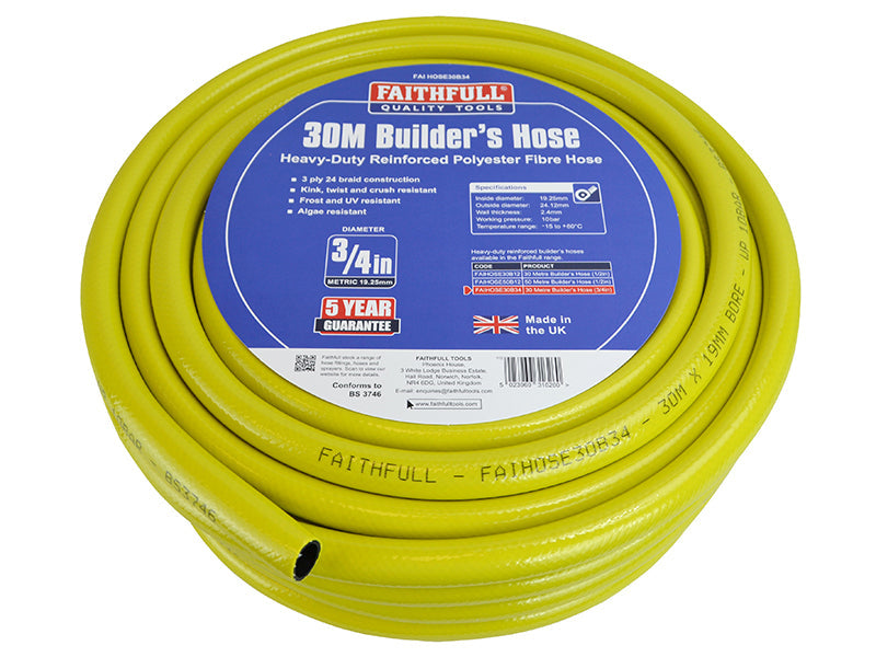 Faithfull Heavy-Duty Reinforced Builder's Hose