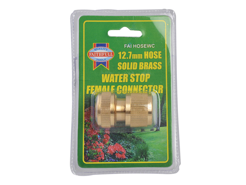 Faithfull Brass Female Water Stop Connector 12.5mm (1/2in)