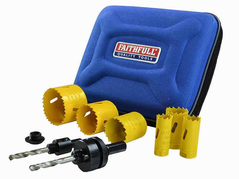 Faithfull Universal Varipitch Holesaw Plumber's Kit, 9 Piece 19-57mm