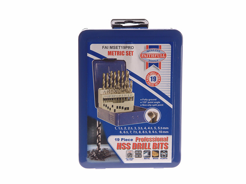 Faithfull HSS PRO Drill Sets in Metal Case