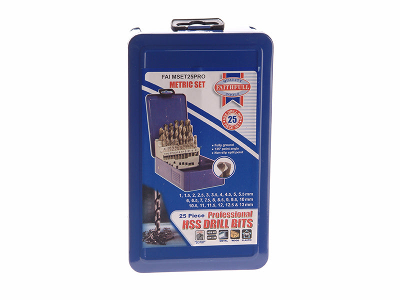 Faithfull HSS PRO Drill Sets in Metal Case