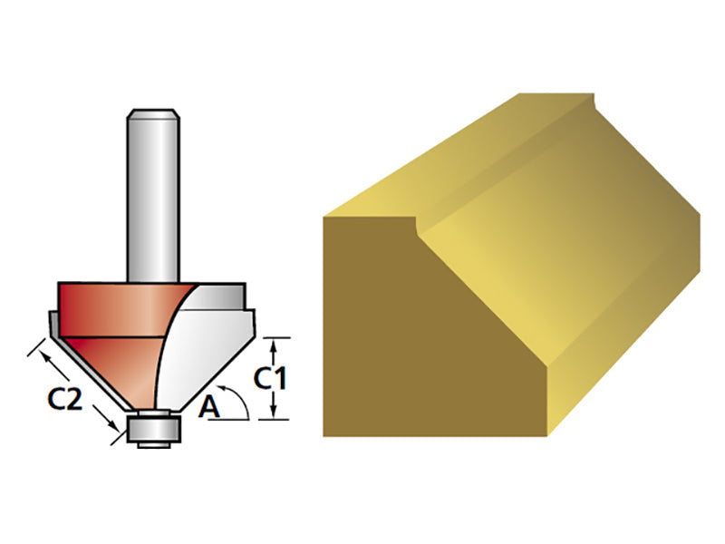 Faithfull Router Bit TCT 45° Chamfer 1/4in Shank