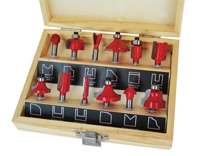 Faithfull 1/4in TCT Router Bit Set, 12 Piece