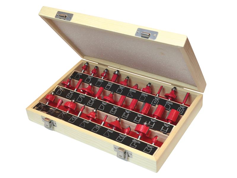 Faithfull 1/4in TCT Router Bit Set, 30 Piece