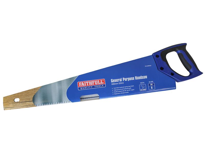 Faithfull General-Purpose Hardpoint Handsaw 550mm (22in) 8 TPI